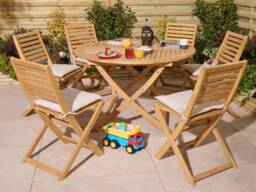 Rowlinson Ashdown Folding 6 Seat Round Dining Set with Cushions - thumbnail 2