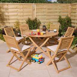 Rowlinson Ashdown Folding 6 Seat Round Dining Set with Cushions - thumbnail 1