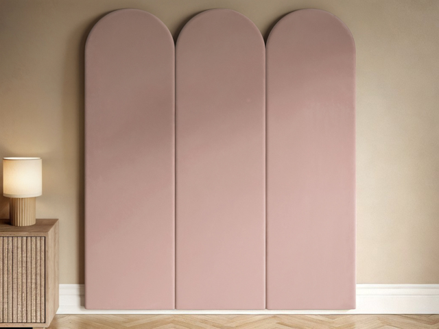 SOLACE+CO Cirrus Headboard Wall Panels Double Pink Velvet - image 1