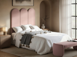 SOLACE+CO Cirrus Headboard Wall Panels Double Pink Velvet - thumbnail 3