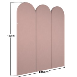 SOLACE+CO Cirrus Headboard Wall Panels Double Pink Velvet - thumbnail 4