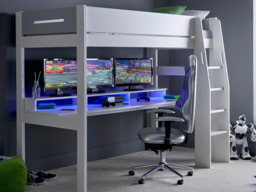 "Kids Avenue Urban Grey High Sleeper Gaming Bed with Desk Underneath " - thumbnail 3