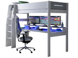 "Kids Avenue Urban Grey High Sleeper Gaming Bed with Desk Underneath " - thumbnail 5