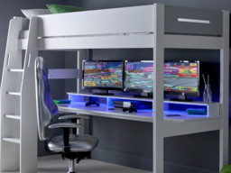 "Kids Avenue Urban Grey High Sleeper Gaming Bed with Desk Underneath " - thumbnail 2