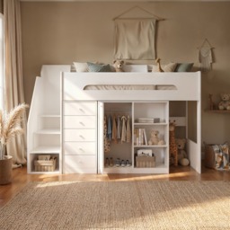 Flair Stepaside Staircase High Sleeper Storage Station White - thumbnail 1
