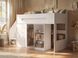 Flair Stepaside Staircase High Sleeper Storage Station White - thumbnail 2