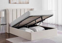 Limelight Polaris Recycle Fabric Ottoman Bed Frame-Double-Natural - thumbnail 2