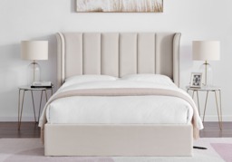 Limelight Polaris Recycle Fabric Ottoman Bed Frame-Double-Natural - thumbnail 3