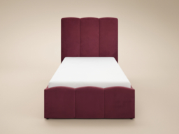 SOLACE+CO Enrica Upholstered Bed Frame with Padded Statement Headboard Burgundy Single - thumbnail 4