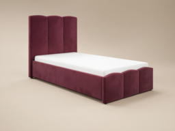 SOLACE+CO Enrica Upholstered Bed Frame with Padded Statement Headboard Burgundy Single - thumbnail 5