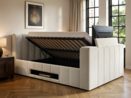 Langden TV Ottoman Bed Cream Kingsize - thumbnail 3
