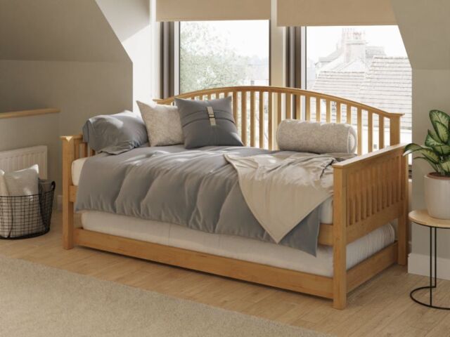 GFW Madrid Single Wooden Day Bed - Oak - image 1