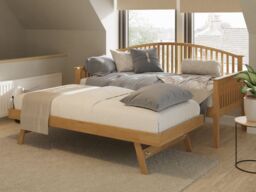 GFW Madrid Single Wooden Day Bed - Oak - thumbnail 3