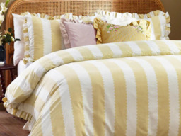 Furn Birdie Wavy Stripe Ruffle Duvet Cover Set-Butter Yellow-Kingsize - thumbnail 4
