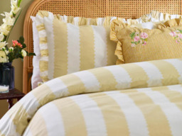 Furn Birdie Wavy Stripe Ruffle Duvet Cover Set-Butter Yellow-Kingsize - thumbnail 3
