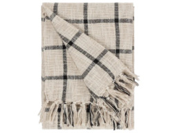 Yard Beni Cotton Check Throw with Tassels-Natural/Black - thumbnail 2