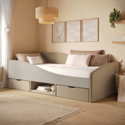 Flair Aubrey Low Sleeper Bed Beige Velvet & Beige Cord