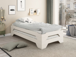 Kids Avenue Wooden Stackable Single Bed Frame White - thumbnail 2