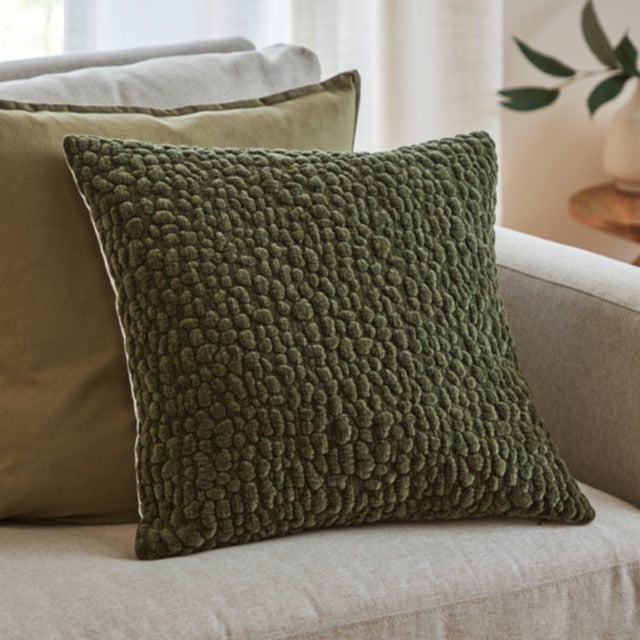 Yard Pebble Textured Chenille Feather Filled Cushion-Lichen - image 1