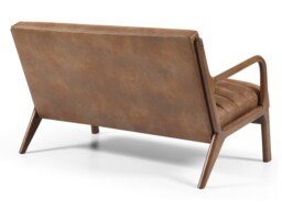 Kyoto Inca 2 Seater Chair with Wooden Frame Ribbed Brown PU - thumbnail 5