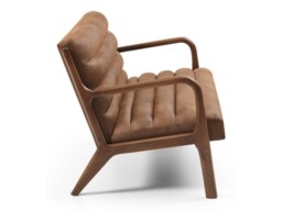 Kyoto Inca 2 Seater Chair with Wooden Frame Ribbed Brown PU - thumbnail 4