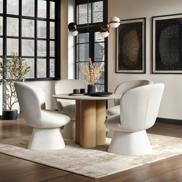 SOLACE+CO Deko Dining Table Oak with Aiko Chairs Set of 4 - image 1