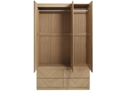 GFW Catania 3 Door 4 Drawer Wardrobe-Oak - thumbnail 4