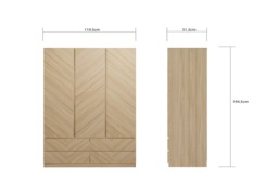GFW Catania 3 Door 4 Drawer Wardrobe-Oak - thumbnail 5