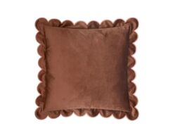 Furn Lil Scallop 45 x 45cm Velvet Cushion Polyester-Chestnut - thumbnail 2