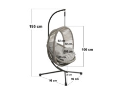 SOLACE+CO Lana Garden Egg Chair Light Beige Rattan - thumbnail 4