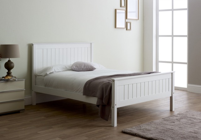 Limelight Taurus High Foot End Wooden Bed Frame-Double-White - image 1