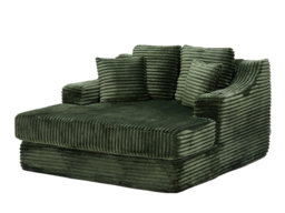 Living & Home Corduroy Chaise Lounge Green Sofa Bed with Cup Holder & Cushions Fabric-Green - thumbnail 3