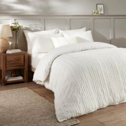Duvet Day Harrison Stripe Soft Tufted Duvet Cover Set-Double-White