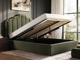 Flair Margot Double Ottoman Bed Green Velvet - thumbnail 2