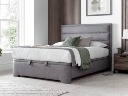 Kaydian Kirkby Fabric Upholstered Ottoman Storage Bed Grey - Double - thumbnail 3