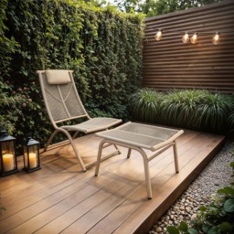 SOLACE+CO Esen Garden Lounge Chair with Footstool Beige - thumbnail 1