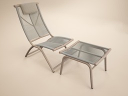 SOLACE+CO Esen Garden Lounge Chair with Footstool Beige - thumbnail 3