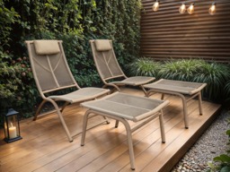SOLACE+CO Esen Garden Lounge Chair with Footstool Beige - thumbnail 2