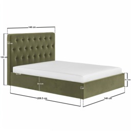 Flair Marley Buttoned Headboard Ottoman Double Bed Green Velvet - thumbnail 7