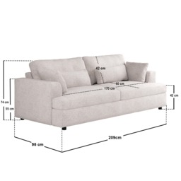 SOLACE+CO Drew 3 Seater Sofa Cream Chenille - thumbnail 6