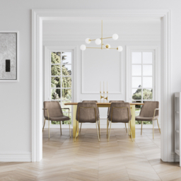 LPD Antibes Russet Dining Table With Carlo Taupe Arms with 6 Chairs