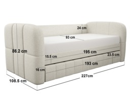 "Flair Livia Day Bed with Trundle Cream Chenille " - thumbnail 6