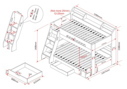 Flair Flick Triple Storage Bunk Bed White - thumbnail 4
