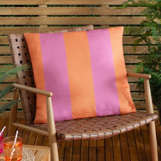 Furn Deck Stripe 59 x 59cm Outdoor Cushion Polyester-Orange & Pink - image 1