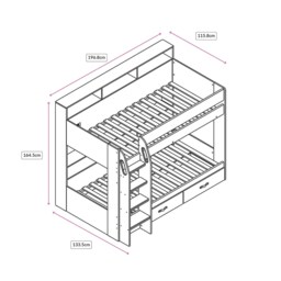 Flair Aviary Bunk Bed with Storage Drawers & Shelves White - thumbnail 6