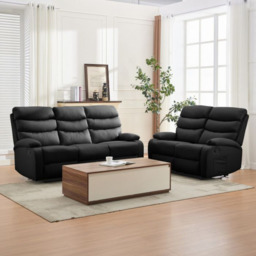 Kidsaw 3 Seater Manual Recliner Sofa Black