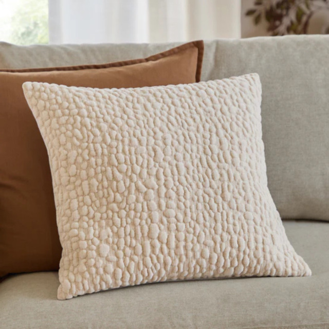 Yard Pebble Textured Chenille Feather Filled Cushion-Natural - image 1