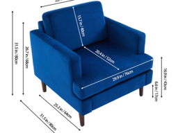 Living & Home Mid-Century Armchair Single Sofa-Blue - thumbnail 5