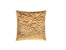 Paoletti Tierra 50 x 50cm Cut Velvet Cushion-Brass-Feathers - thumbnail 2