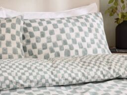 HÖEM Nyhavn Reversible Checkerboard Duvet Cover Set Cotton-Aqua-Single - thumbnail 3